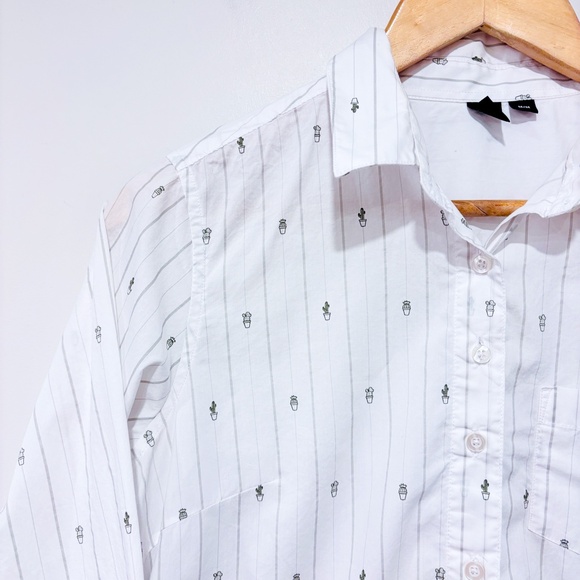 SIMONS White button down shirt with cactus - Picture 2 of 9